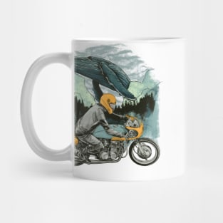 Cafe racer rider and whale Mug